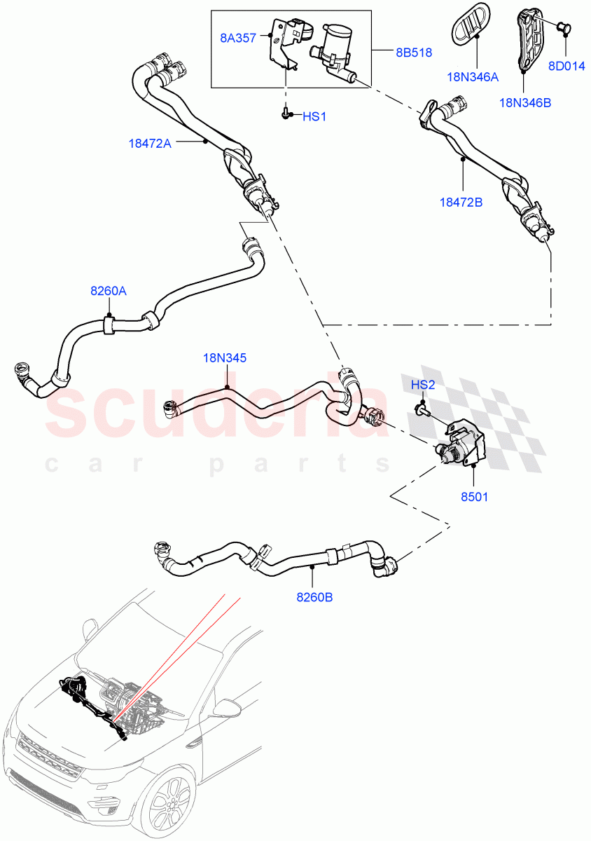Heater Hoses (2.0L AJ20P4 Petrol High PTA, Changsu (China), 2.0L AJ20P4 Petrol Mid PTA) ((V) FROMKG446857) of Land Rover Land Rover Discovery Sport (2015+) [2.2 Single Turbo Diesel]