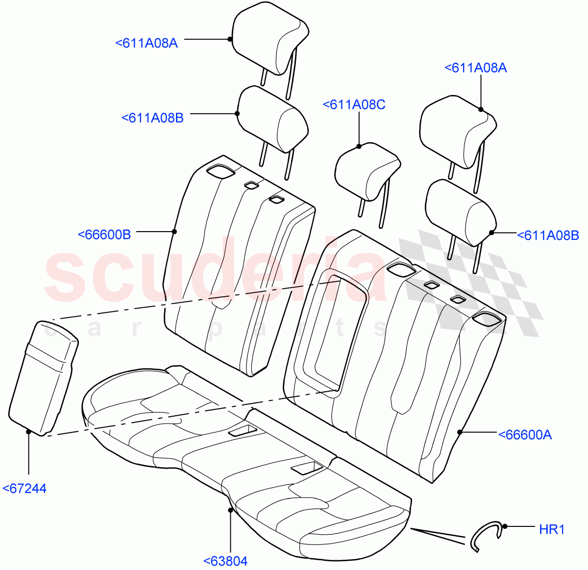 Rear Seat Covers (Windsor Leather Perforated, Halewood (UK), 2nd Row Seat 60/40 (3 P) - Folding) ((V) FROMEH000001) of Land Rover Land Rover Range Rover Evoque (2012-2018) [2.0 Turbo Petrol GTDI]