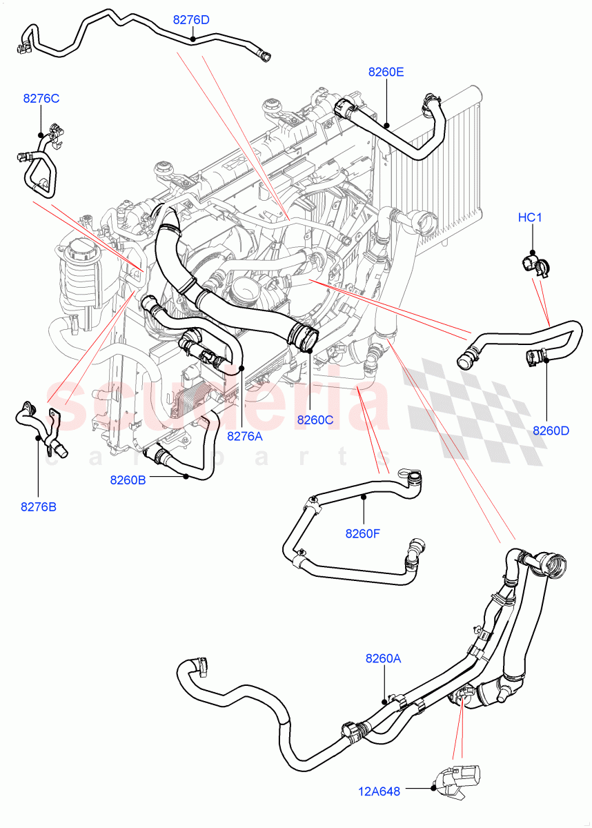 Cooling System Pipes And Hoses (Solihull Plant Build) (2.0L I4 DSL HIGH DOHC AJ200) ((V) FROMHA000001, (V) TOJA999999) of Land Rover Land Rover Range Rover Sport (2014+) [2.0 Turbo Diesel]