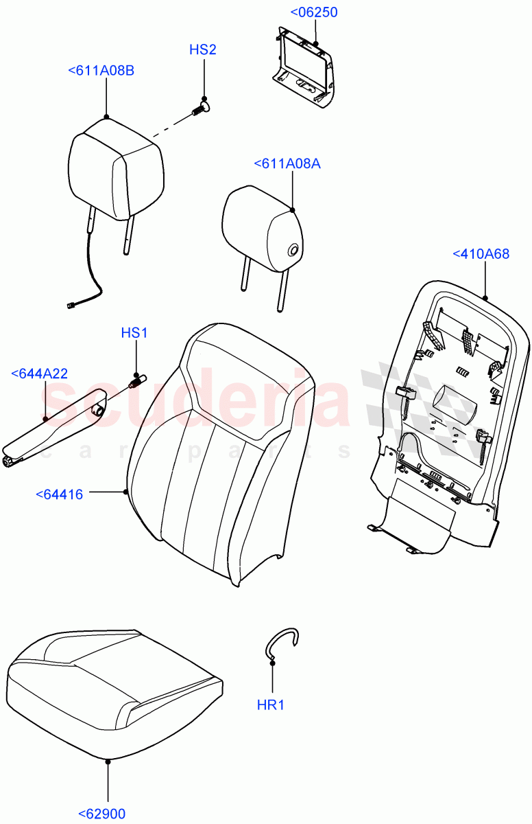Front Seat Covers (Solihull Plant Build) (Taurus Leather Perforated, Version - Core, With 5 Seat Configuration, With 7 Seat Configuration) ((V) FROMHA000001) of Land Rover Land Rover Discovery 5 (2017+) [3.0 I6 Turbo Petrol AJ20P6]