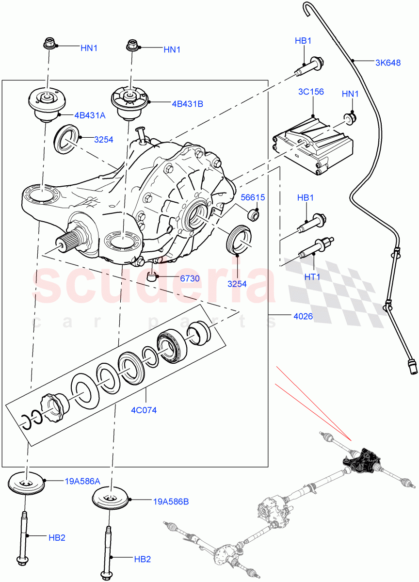 Rear Axle (4.4L DOHC DITC V8 Diesel, Rear Axle Open Style Differential, 3.0 V6 D Gen2 Mono Turbo, 3.0L DOHC GDI SC V6 PETROL, 5.0L OHC SGDI NA V8 Petrol - AJ133, 3.0L 24V V6 Turbo Diesel Std Flow, 3.0L 24V DOHC V6 TC Diesel, 5.0L OHC SGDI SC V8 Petrol - AJ133) ((V) TOGA999999) of Land Rover Land Rover Range Rover (2012-2021) [3.0 Diesel 24V DOHC TC]
