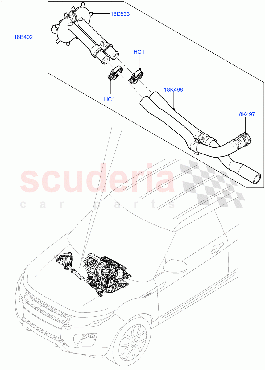 Auxiliary Heater Hoses (Changsu (China), Fuel Fired Heater With Park Heat, With Fuel Fired Heater) ((V) FROMEG000001) of Land Rover Land Rover Range Rover Evoque (2012-2018) [2.2 Single Turbo Diesel]