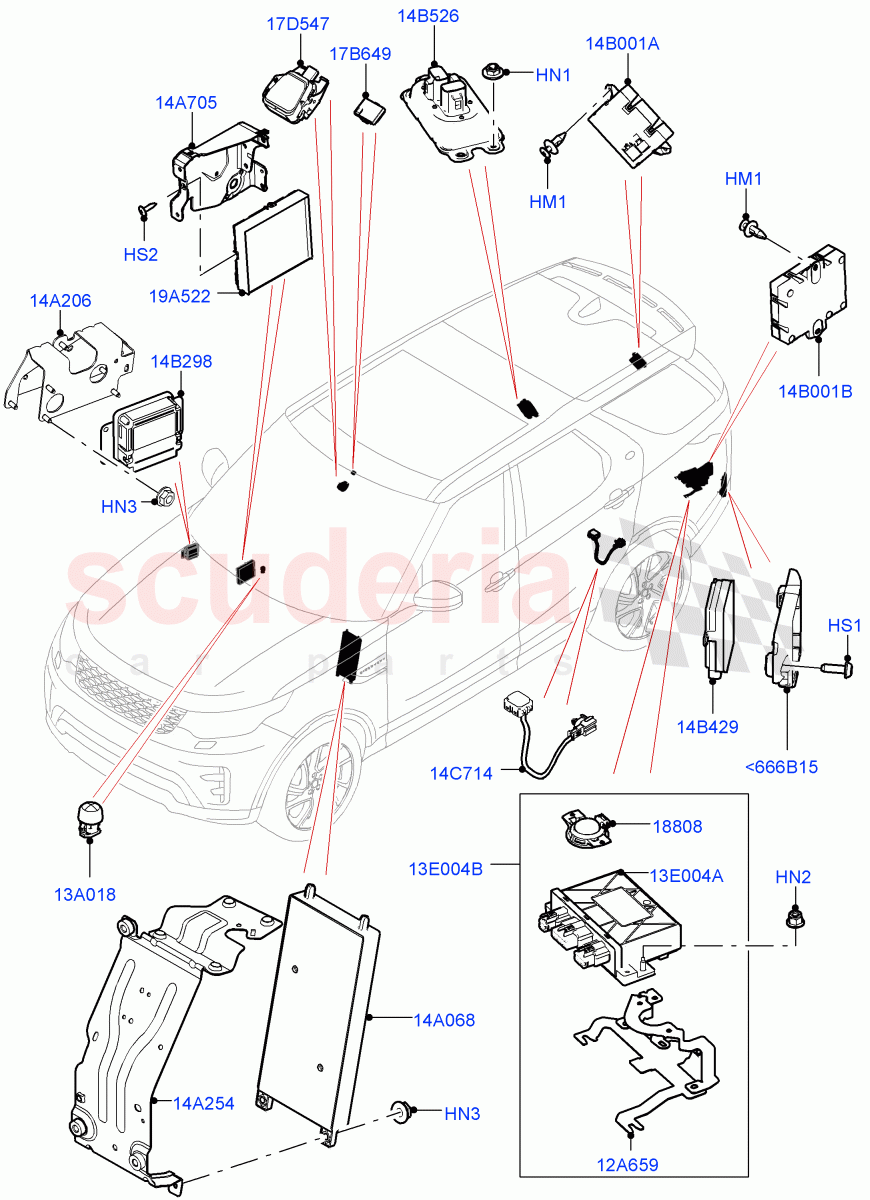 Vehicle Modules And Sensors (Nitra Plant Build) ((V) FROMK2000001) of Land Rover Land Rover Discovery 5 (2017+) [3.0 Diesel 24V DOHC TC]