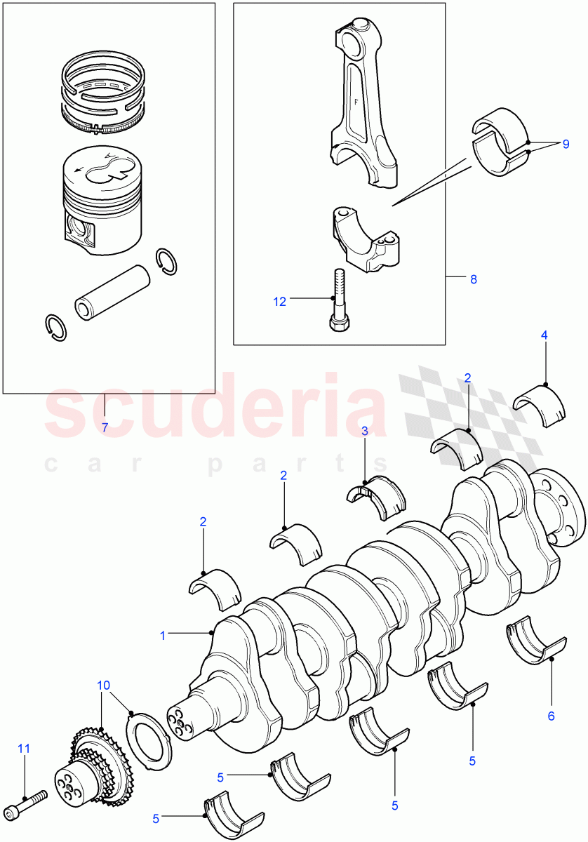 Crankshaft/Pistons And Bearings (2.2L 16V TC I4 DSL 122PS PUMA) ((V) FROMCA000001) of Land Rover Land Rover Defender (2007-2016)