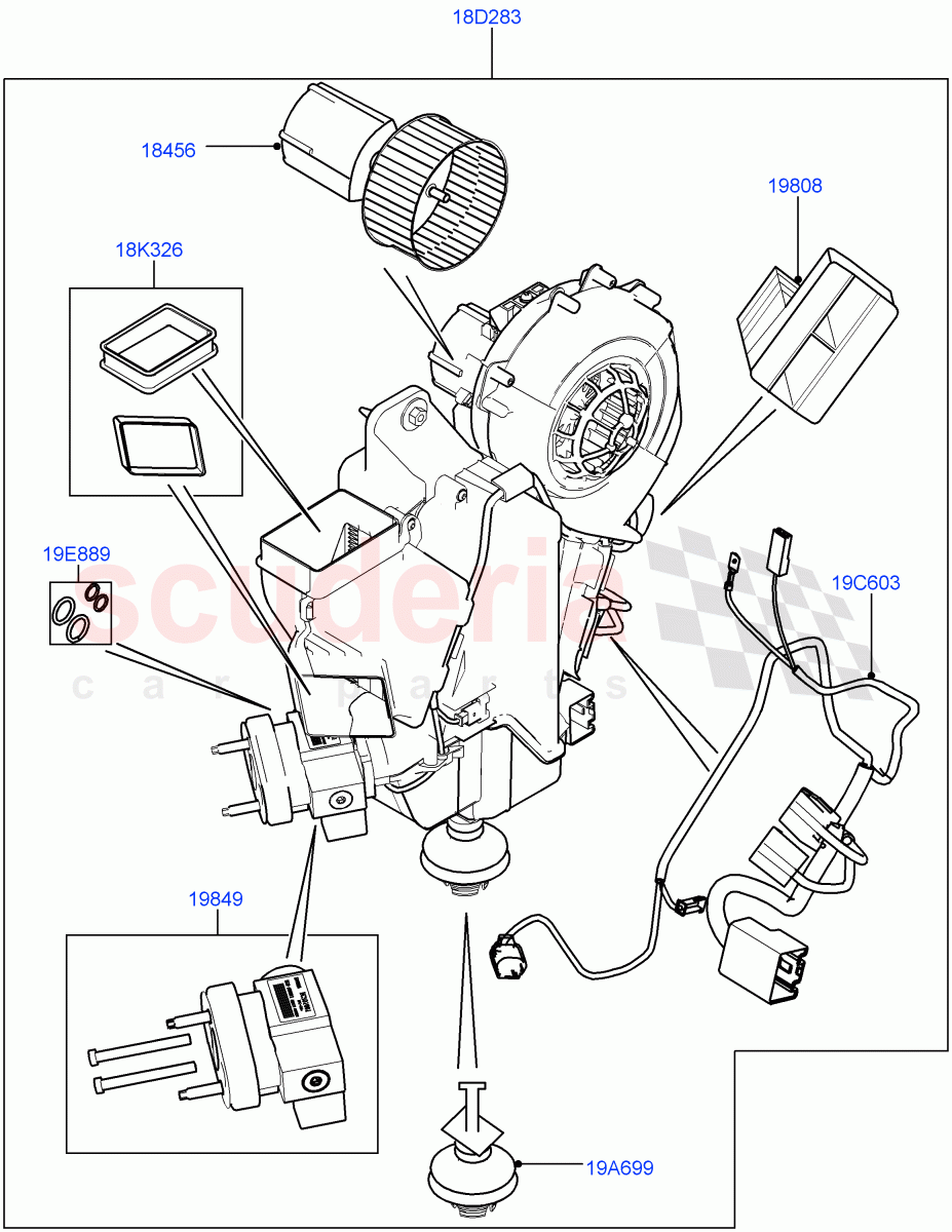 Heater/Air Cond.Internal Components (Auxiliary Unit) (Itatiaia (Brazil), Climate Control - Chiller Unit) ((V) FROMGT000001) of Land Rover Land Rover Discovery Sport (2015+) [2.0 Turbo Petrol GTDI]