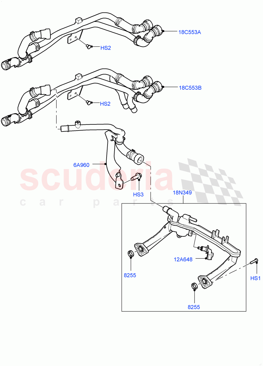 Heater Hoses (3.0L DOHC GDI SC V6 PETROL) ((V) FROMEA000001) of Land Rover Land Rover Discovery 4 (2010-2016) [2.7 Diesel V6]