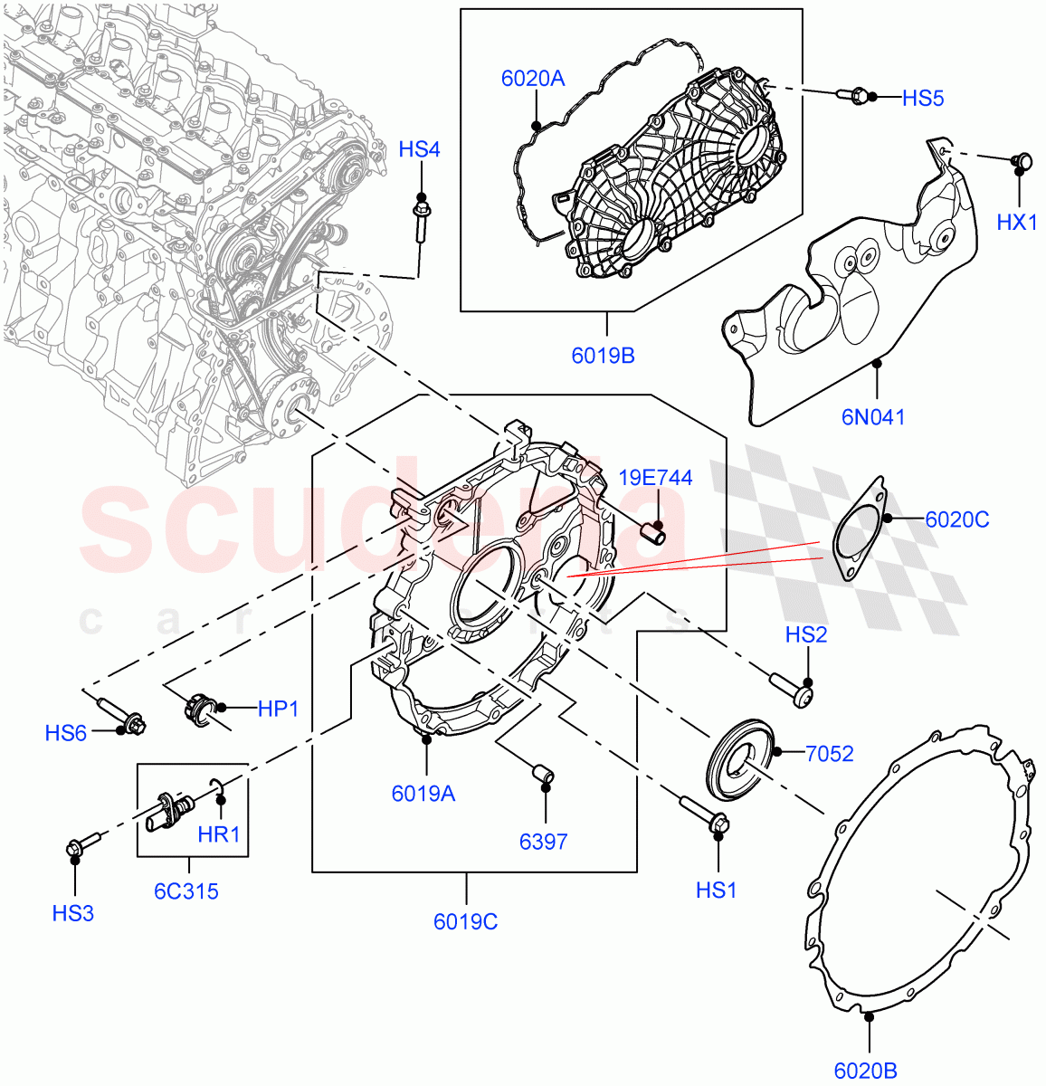 Timing Gear Covers (3.0L AJ20P6 Petrol High, 3.0L AJ20P6 Petrol PHEV) of Land Rover Land Rover Range Rover (2022+) [3.0 I6 Turbo Petrol AJ20P6]