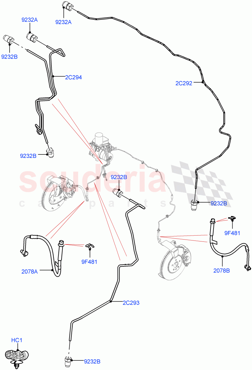 Front Brake Pipes (RHD) ((V) FROMMA000001) of Land Rover Land Rover Range Rover Velar (2017+) [2.0 Turbo Petrol AJ200P]