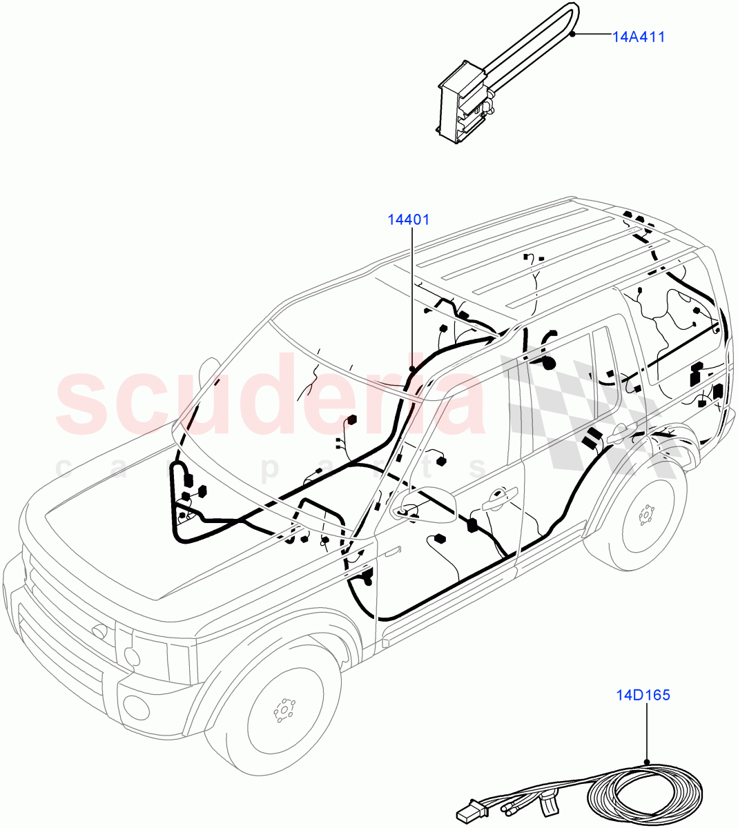 Electrical Wiring - Engine And Dash (Main Harness) ((V) FROMAA000001, (V) TOAA999999) of Land Rover Land Rover Discovery 4 (2010-2016) [3.0 DOHC GDI SC V6 Petrol]