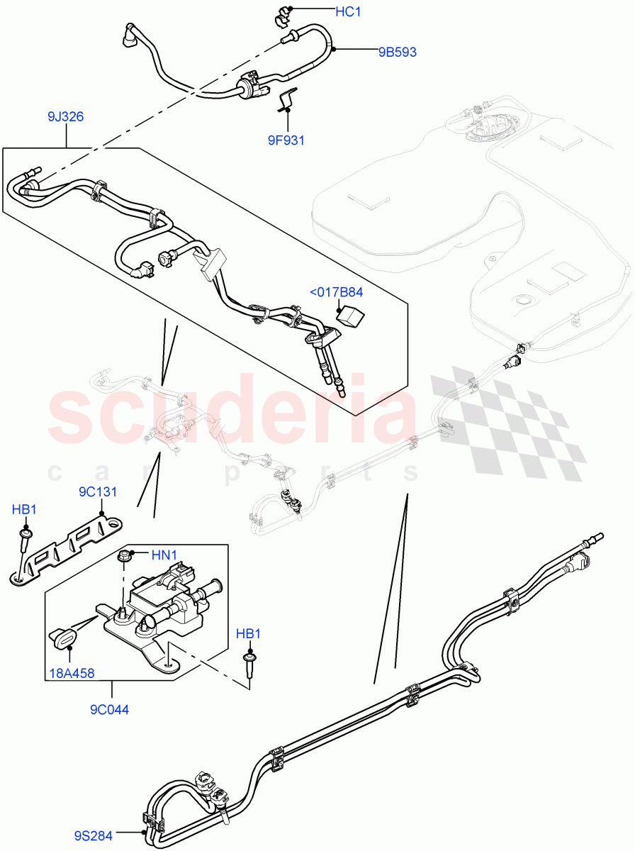 Fuel Lines (Front) (5.0L OHC SGDI SC V8 Petrol - AJ133, (+) "KOR", Flex Fuel - E100, (+) "CDN/USA") ((V) FROMEA000001) of Land Rover Land Rover Range Rover Sport (2014+) [5.0 OHC SGDI SC V8 Petrol]