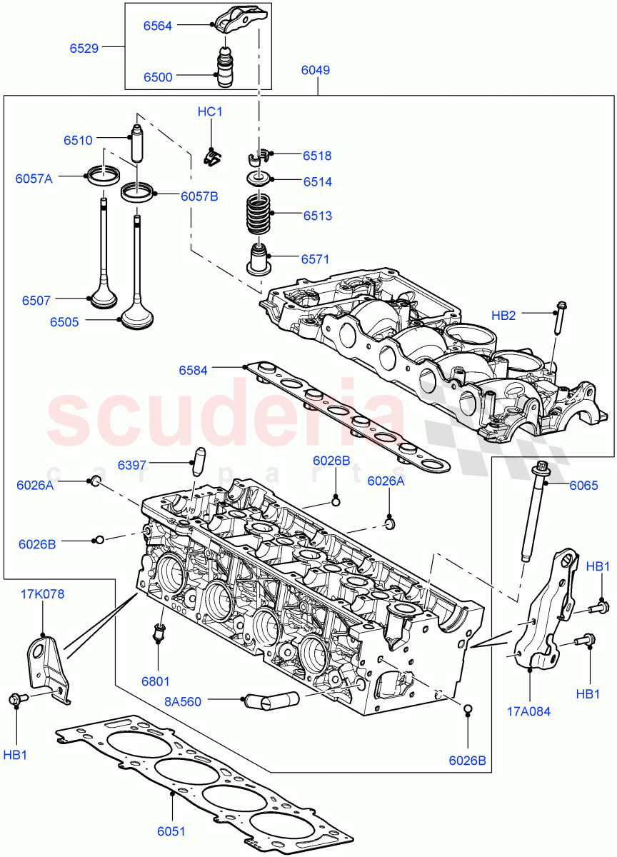 Cylinder Head (2.2L CR DI 16V Diesel, 2.2L DOHC EFI TC DW12) of Land Rover Land Rover Discovery Sport (2015+) [2.2 Single Turbo Diesel]