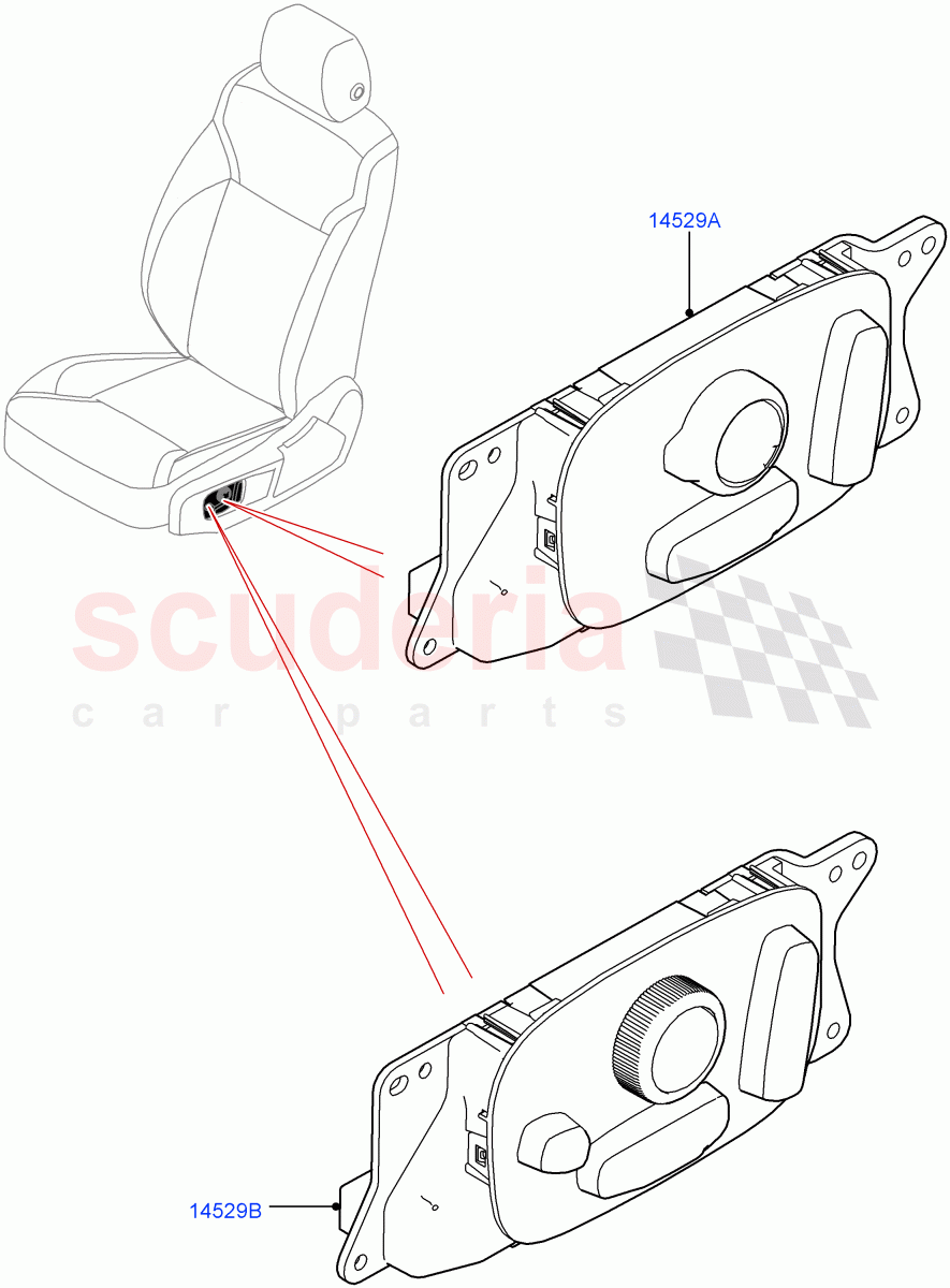 Switches (Front Seats, Solihull Plant Build) ((V) FROMHA000001) of Land Rover Land Rover Discovery 5 (2017+) [3.0 DOHC GDI SC V6 Petrol]