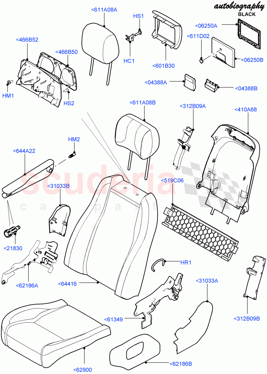 Front Seat Covers (Autobiography Black / SV Autobiography) (2S AL Leather Diamond, Limited Edition Lux Leather, Perforated Soft Grain Leather) ((V) FROMEA000001, (V) TOHA999999) of Land Rover Land Rover Range Rover (2012-2021) [2.0 Turbo Petrol GTDI]