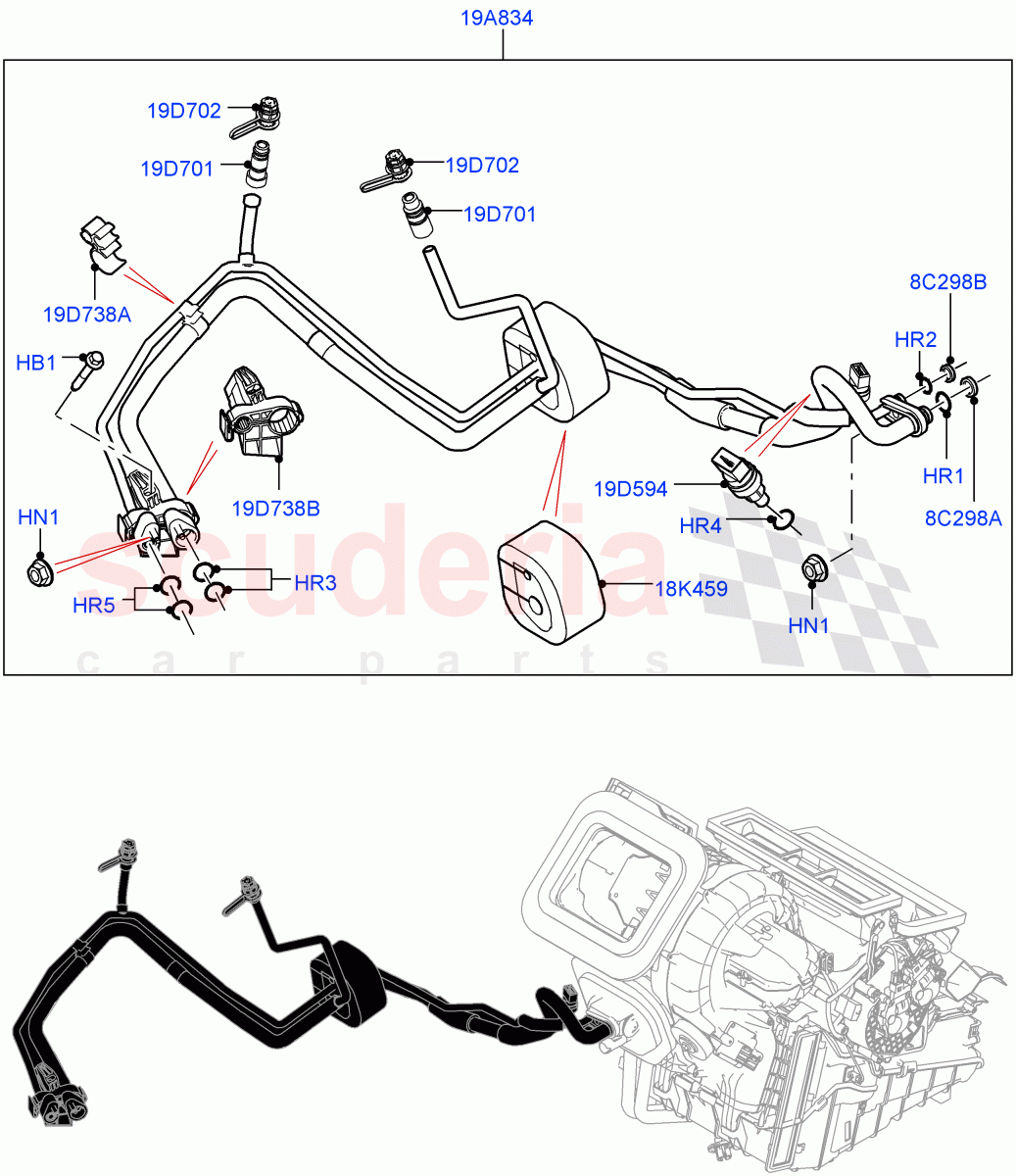Air Conditioning System (Halewood (UK), Less Chiller Unit, Air Conditioning Refrigerant-R134A) ((V) FROMGH000001, (V) TOKH999999) of Land Rover Land Rover Discovery Sport (2015+) [2.0 Turbo Diesel]
