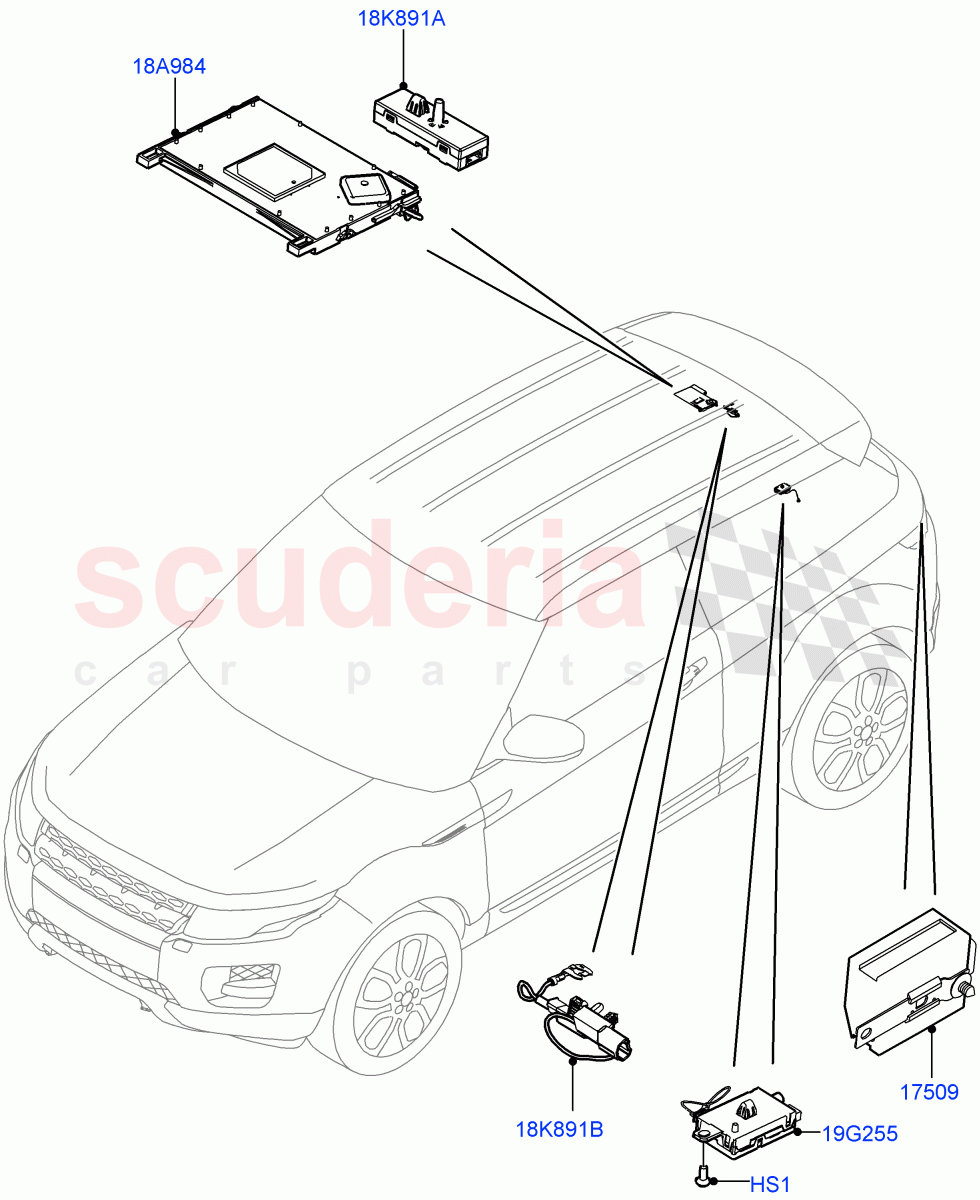 Aerial (Changsu (China)) ((V) FROMEG000001) of Land Rover Land Rover Range Rover Evoque (2012-2018) [2.0 Turbo Petrol AJ200P]