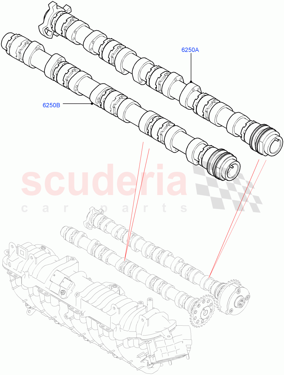 Camshaft (2.0L AJ20D4 Diesel Mid PTA, Itatiaia (Brazil)) ((V) FROMLT000001) of Land Rover Land Rover Discovery Sport (2015+) [2.0 Turbo Diesel]