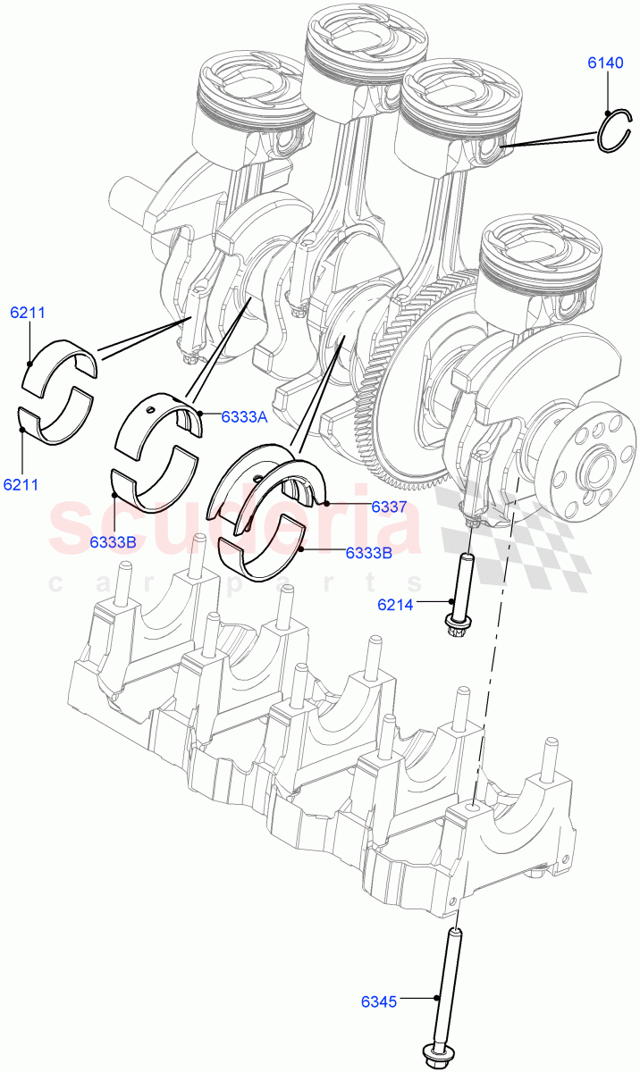 Crankshaft/Pistons And Bearings (2.0L 16V TIVCT T/C 240PS Petrol, Itatiaia (Brazil)) ((V) FROMGT000001) of Land Rover Land Rover Range Rover Evoque (2012-2018) [2.0 Turbo Petrol GTDI]