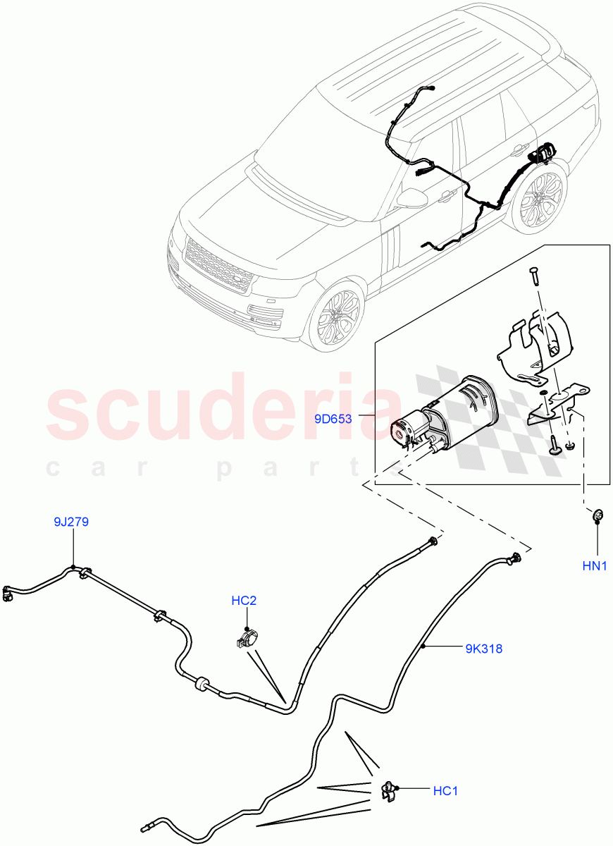 Fuel Lines (Rear) (5.0L OHC SGDI NA V8 Petrol - AJ133, EU6 Emissions, (-) "CDN/MEX/USA") of Land Rover Land Rover Range Rover (2012-2021) [5.0 OHC SGDI NA V8 Petrol]