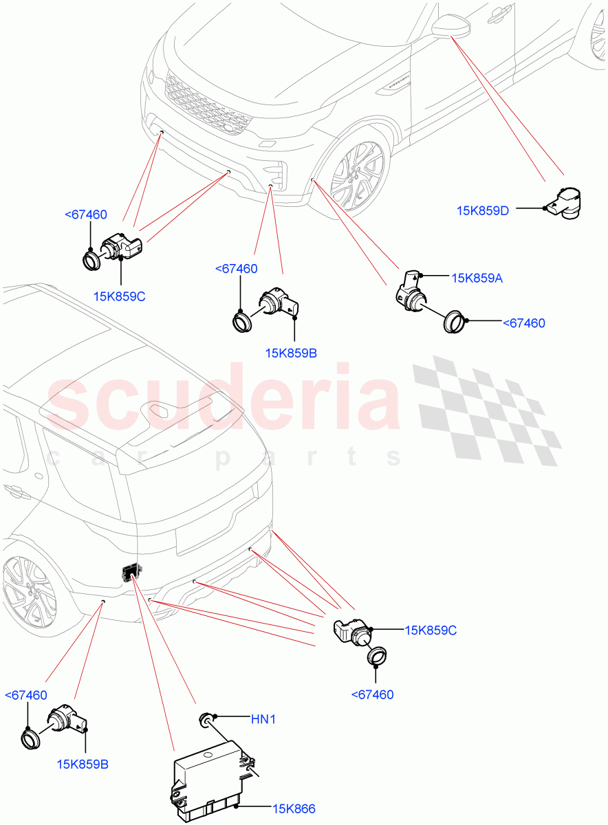 Parking Distance Control (Nitra Plant Build) ((V) FROMK2000001, (V) TOL2999999) of Land Rover Land Rover Discovery 5 (2017+) [2.0 Turbo Petrol AJ200P]