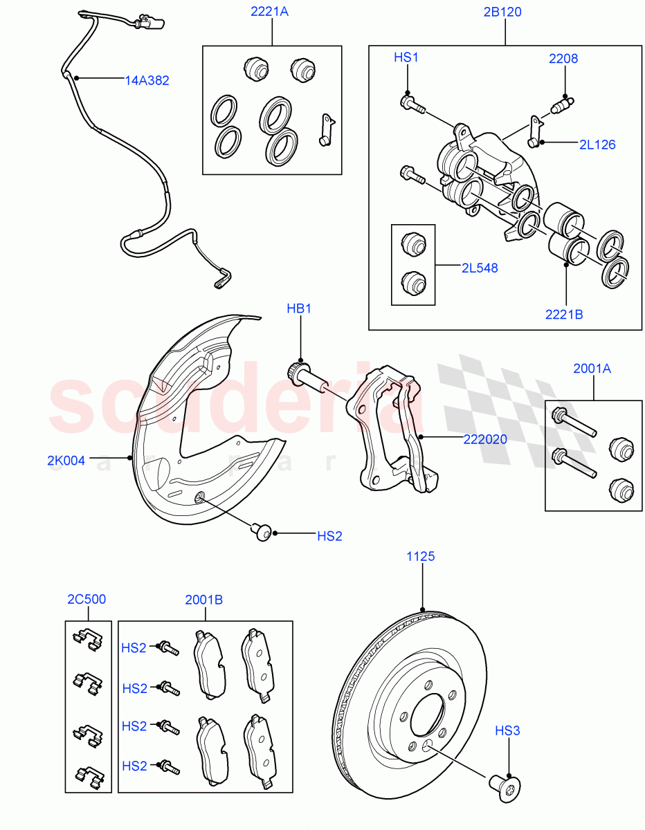 Front Brake Discs And Calipers (Lion Diesel 2.7 V6 (140KW), Cologne V6 4.0 EFI (SOHC)) ((V) FROMAA000001, (V) TOCA999999) of Land Rover Land Rover Discovery 4 (2010-2016) [3.0 DOHC GDI SC V6 Petrol]