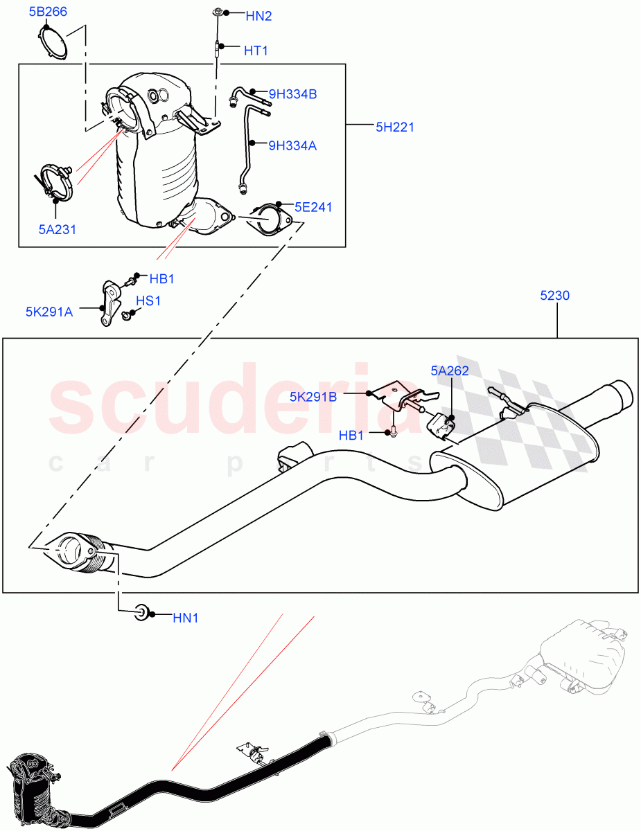 Front Exhaust System (Solihull Plant Build) (2.0L I4 DSL HIGH DOHC AJ200, Proconve L6 Emissions, Stage V Plus DPF) ((V) FROMJA000001) of Land Rover Land Rover Discovery 5 (2017+) [2.0 Turbo Diesel]