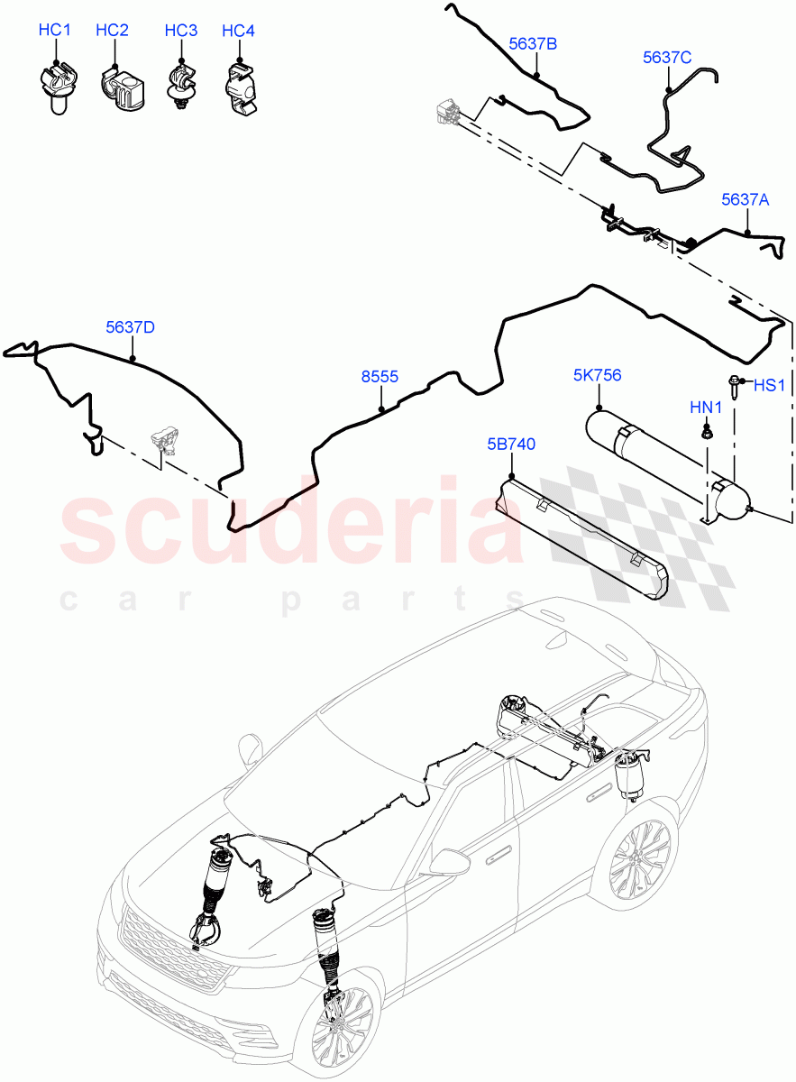 Air Suspension Compressor And Lines (Compressor Assy) (With Four Corner Air Suspension, With Performance Suspension) ((V) TOLA999999) of Land Rover Land Rover Range Rover Velar (2017+) [3.0 DOHC GDI SC V6 Petrol]