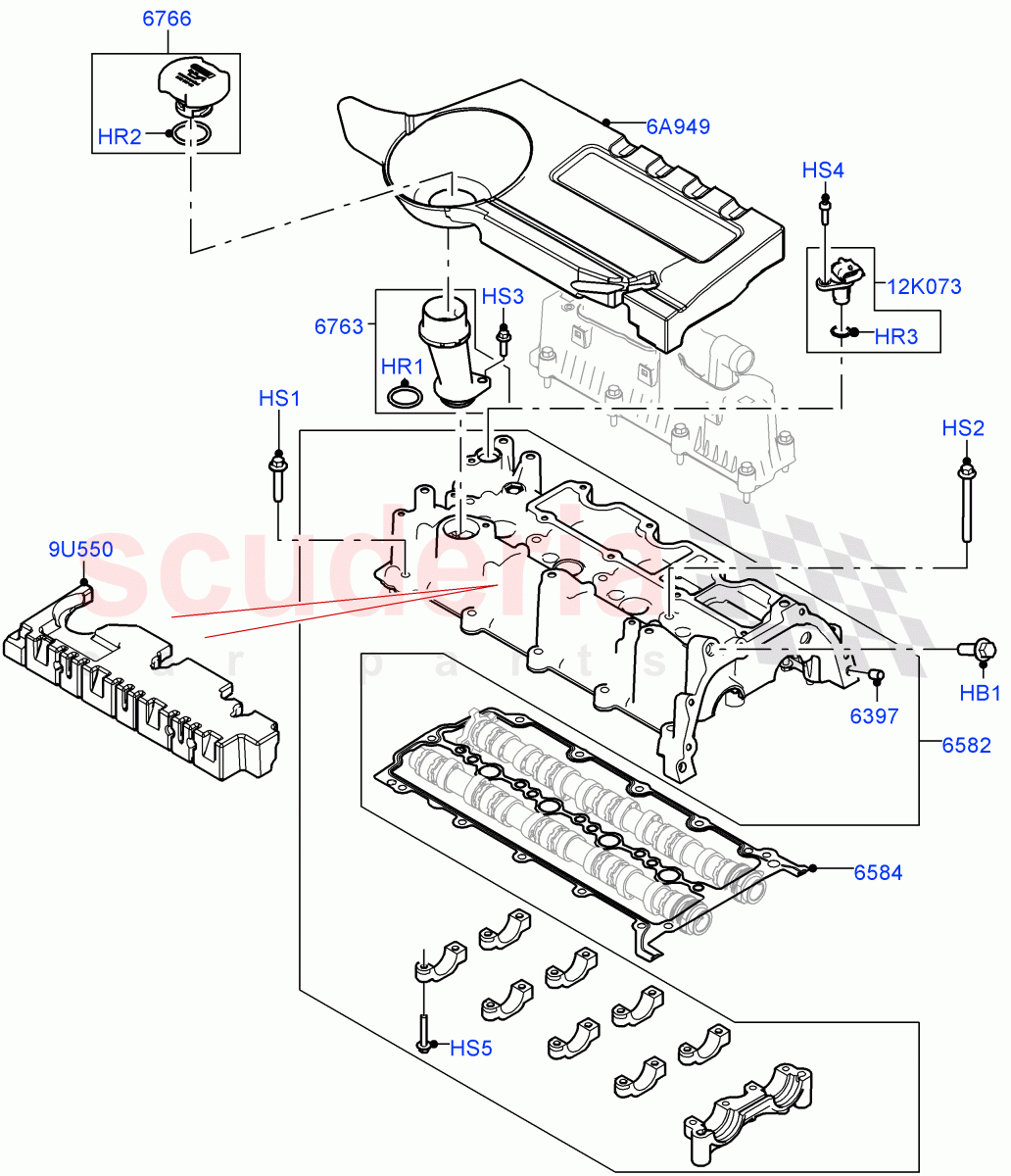 Cylinder Head Cover (2.0L I4 DSL MID DOHC AJ200, Itatiaia (Brazil), 2.0L I4 DSL HIGH DOHC AJ200) ((V) FROMGT000001) of Land Rover Land Rover Range Rover Evoque (2012-2018) [2.0 Turbo Diesel]