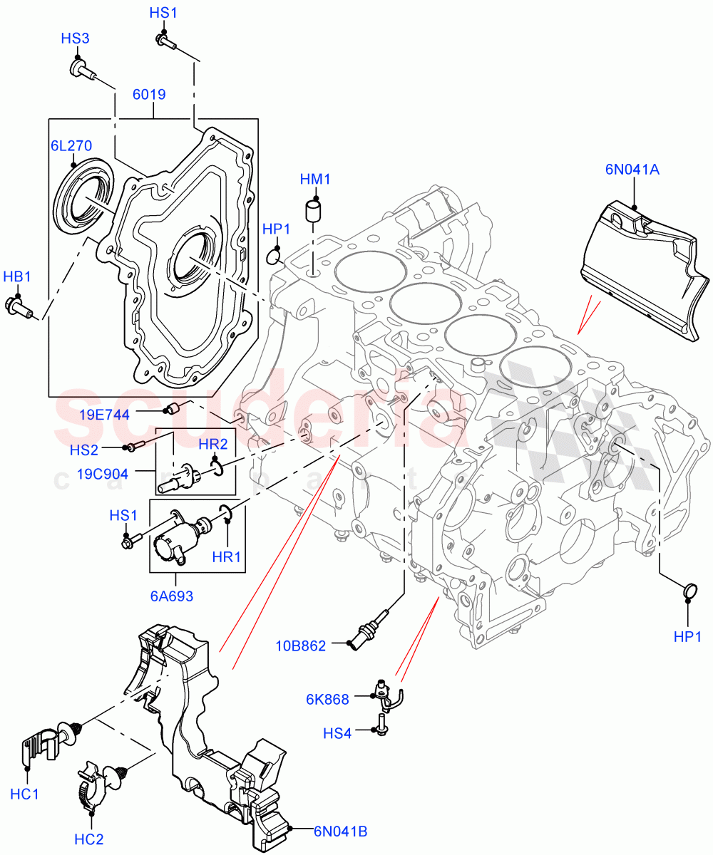 Cylinder Block And Plugs (2.0L I4 DSL MID DOHC AJ200, Itatiaia (Brazil), 2.0L I4 DSL HIGH DOHC AJ200) ((V) FROMGT000001) of Land Rover Land Rover Range Rover Evoque (2012-2018) [2.0 Turbo Diesel]