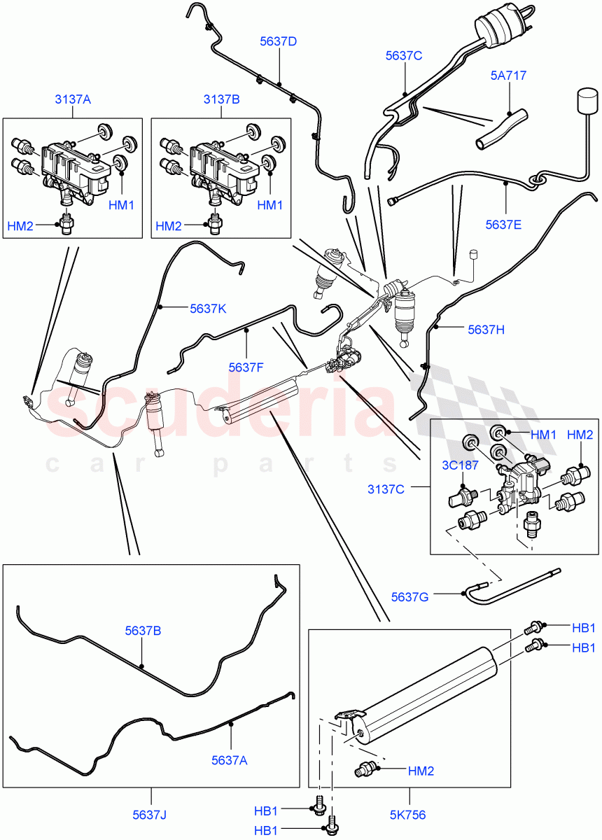 Air Suspension Compressor And Lines (Air Suspension Lines) ((V) TO9A999999) of Land Rover Land Rover Range Rover Sport (2005-2009) [4.4 AJ Petrol V8]