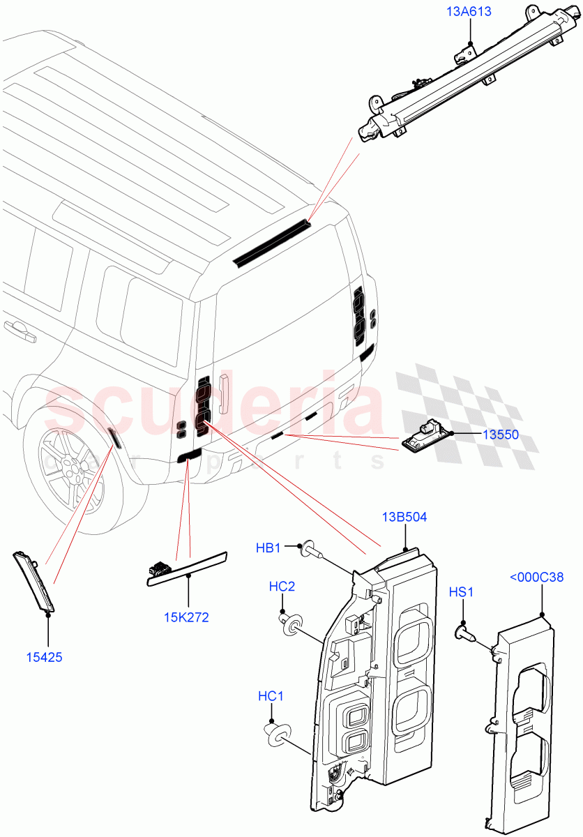 Rear Lamps of Land Rover Land Rover Defender (2020+) [3.0 I6 Turbo Petrol AJ20P6]