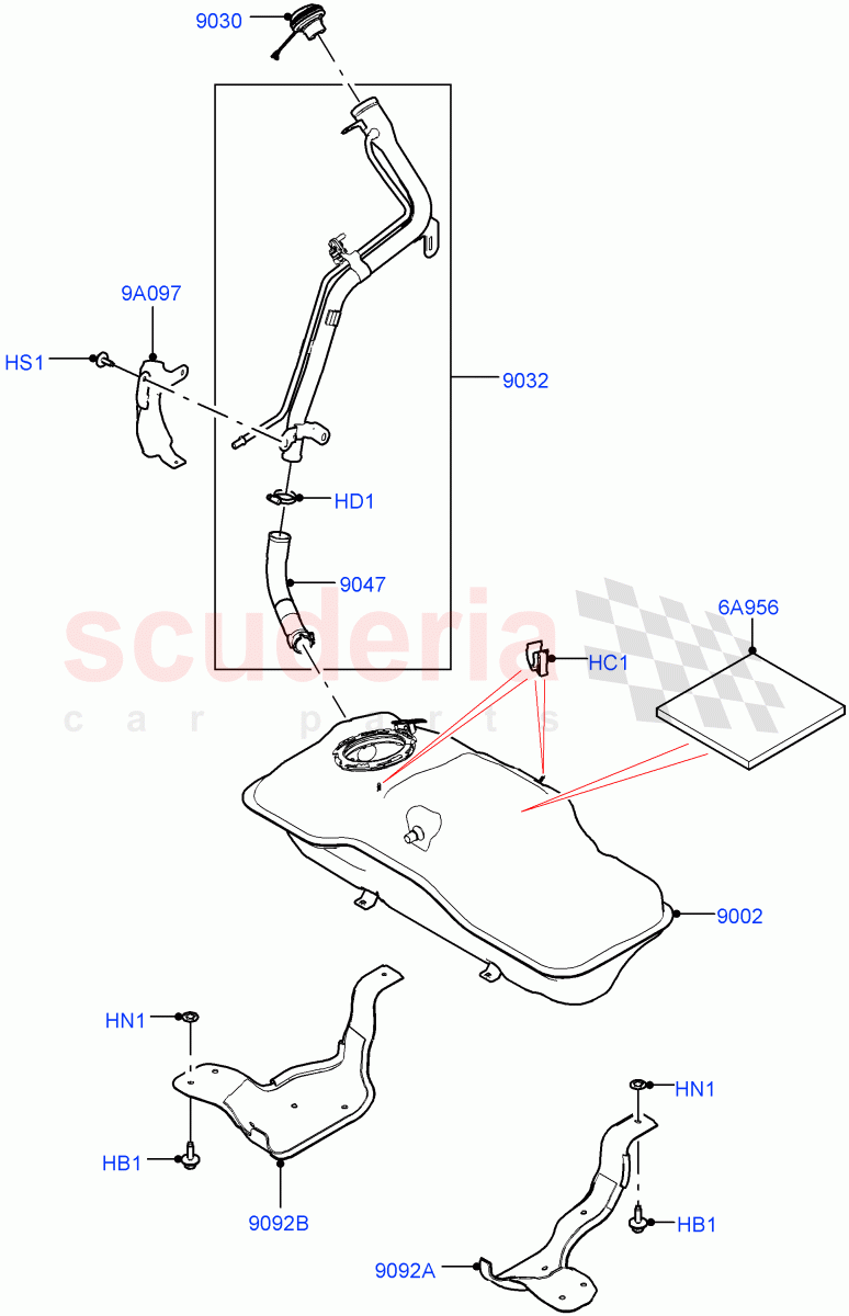 Fuel Tank & Related Parts (1.5L AJ20P3 Petrol High PHEV, Changsu (China)) ((V) FROMKG446857) of Land Rover Land Rover Discovery Sport (2015+) [1.5 I3 Turbo Petrol AJ20P3]