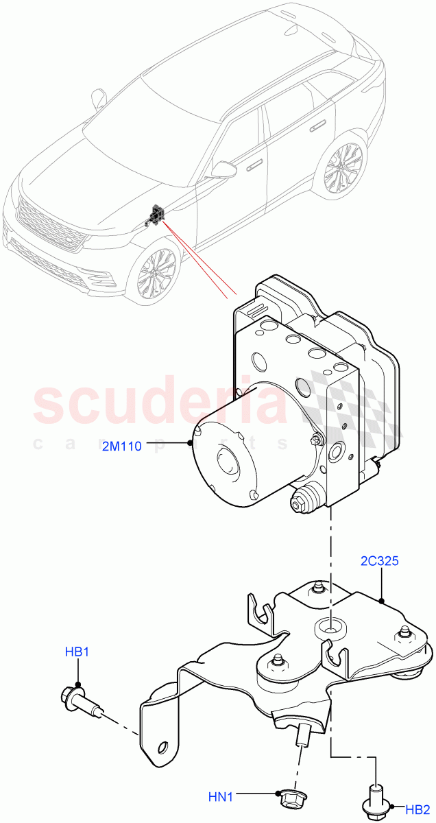 Anti-Lock Braking System (ABS Modulator) ((V) TOLA999999) of Land Rover Land Rover Range Rover Velar (2017+) [2.0 Turbo Diesel AJ21D4]