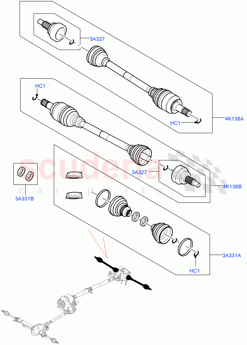 Drive Shaft - Rear Axle Drive (Driveshaft, Solihull Plant Build) ((V) FROMHA000001) of Land Rover Land Rover Discovery 5 (2017+) [2.0 Turbo Petrol AJ200P]