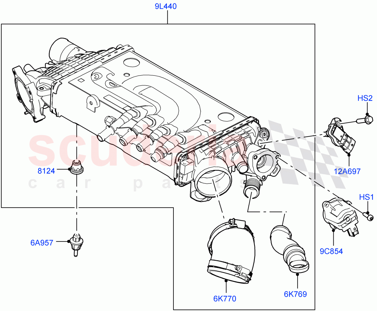Intercooler/Air Ducts And Hoses (3.0L AJ20P6 Petrol High) ((V) FROMKA000001) of Land Rover Land Rover Range Rover Velar (2017+) [3.0 I6 Turbo Petrol AJ20P6]