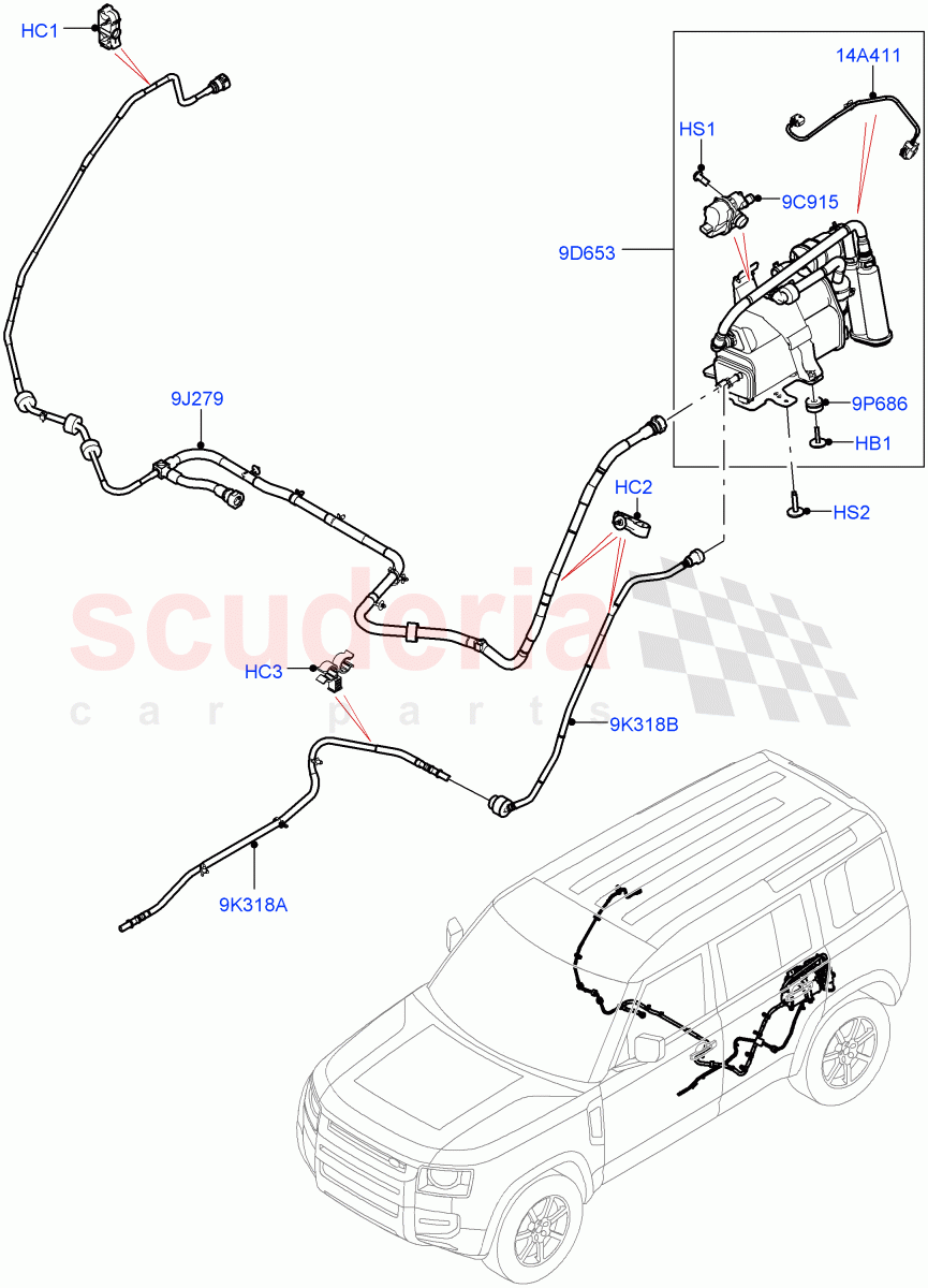 Carbon Canister (Nitra Plant Build) (5.0 Petrol AJ133 DOHC CDA, Petrol Tank With Leak Detection) ((V) FROMM2000001, (V) TON2999999) of Land Rover Land Rover Defender (2020+) [5.0 OHC SGDI SC V8 Petrol]