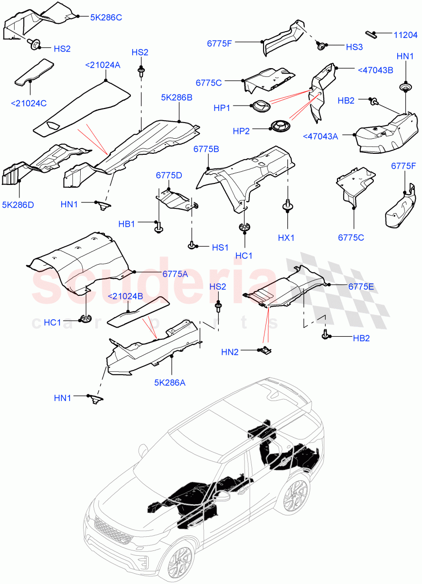Splash And Heat Shields (Nitra Plant Build, Rear, Centre) ((V) FROMK2000001) of Land Rover Land Rover Discovery 5 (2017+) [3.0 Diesel 24V DOHC TC]