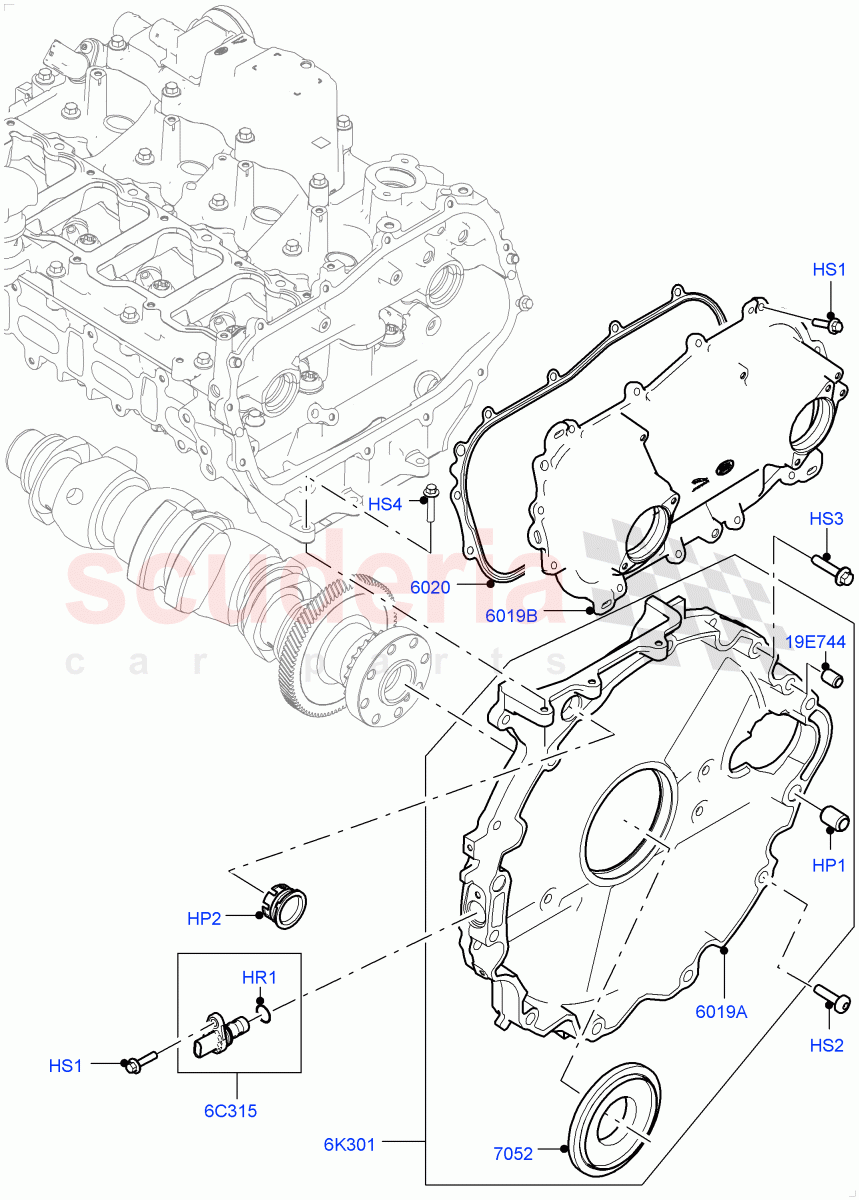 Timing Gear Covers (Nitra Plant Build) (2.0L I4 High DOHC AJ200 Petrol) ((V) FROMK2000001) of Land Rover Land Rover Discovery 5 (2017+) [2.0 Turbo Petrol AJ200P]