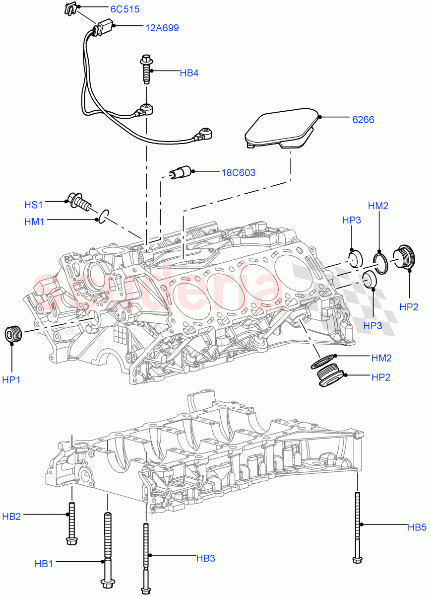 Cylinder Block And Plugs (AJ Petrol 4.2 V8 Supercharged) of Land Rover Land Rover Range Rover Sport (2005-2009) [4.2 Petrol V8 Supercharged]
