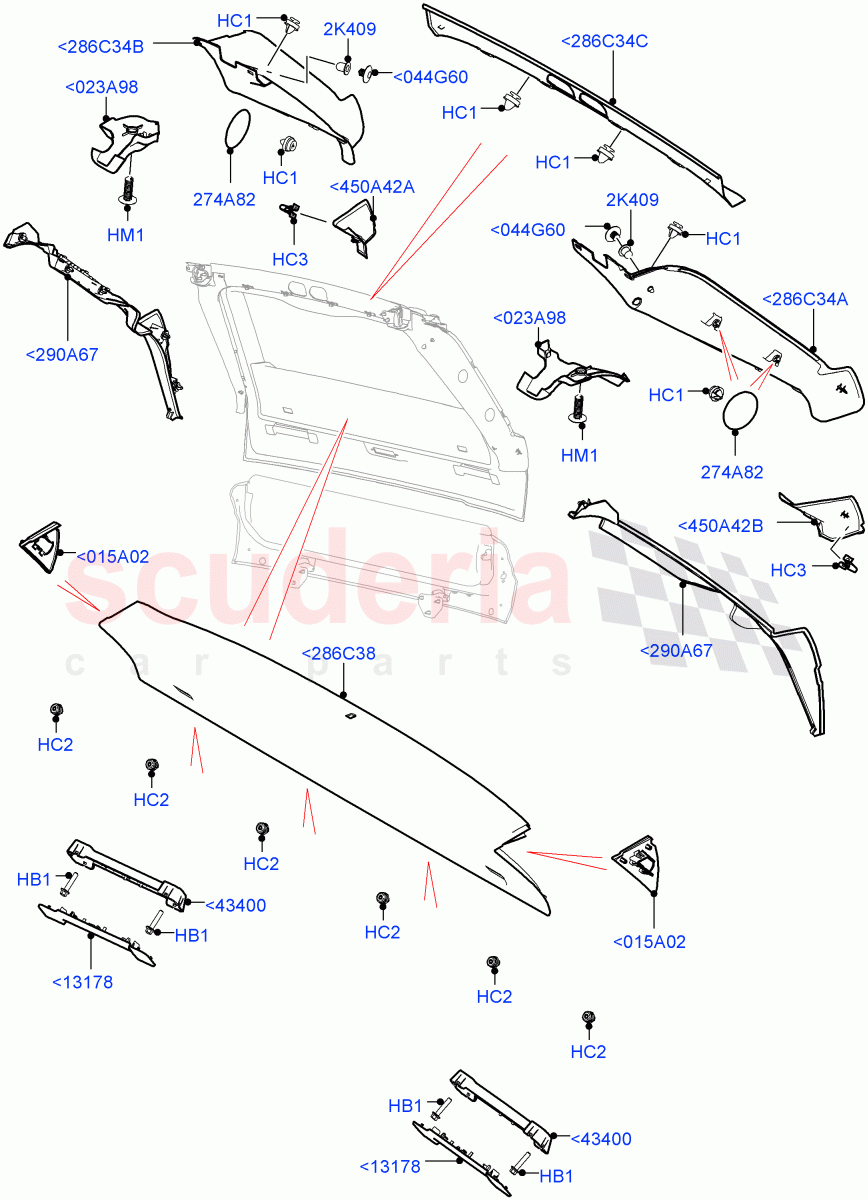 Back Door/Tailgate Trim Panels (Upper) of Land Rover Land Rover Range Rover (2012-2021) [3.0 I6 Turbo Petrol AJ20P6]