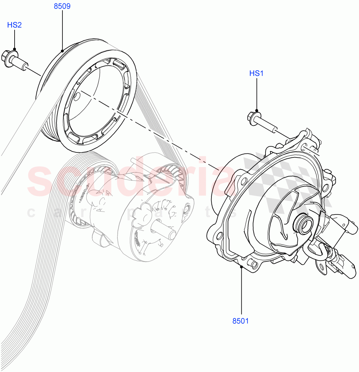 Water Pump (2.0L I4 DSL MID DOHC AJ200, Itatiaia (Brazil), 2.0L I4 DSL HIGH DOHC AJ200) ((V) FROMGT000001) of Land Rover Land Rover Range Rover Evoque (2012-2018) [2.0 Turbo Diesel]