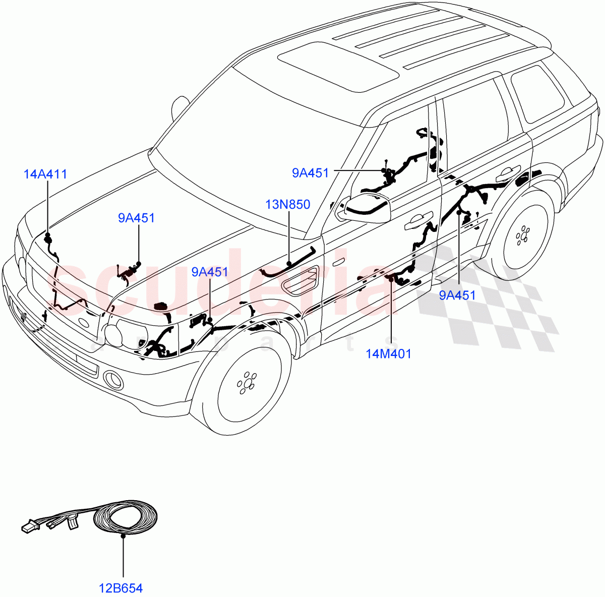 Electrical Wiring - Chassis ((V) TO9A999999) of Land Rover Land Rover Range Rover Sport (2005-2009) [2.7 Diesel V6]