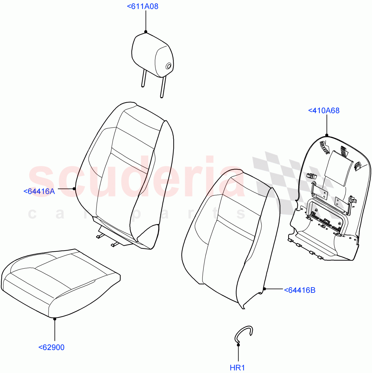 Front Seat Covers (5 Door, Diamond Perf Windsor Leather, Changsu (China)) of Land Rover Land Rover Range Rover Evoque (2019+) [2.0 Turbo Diesel]