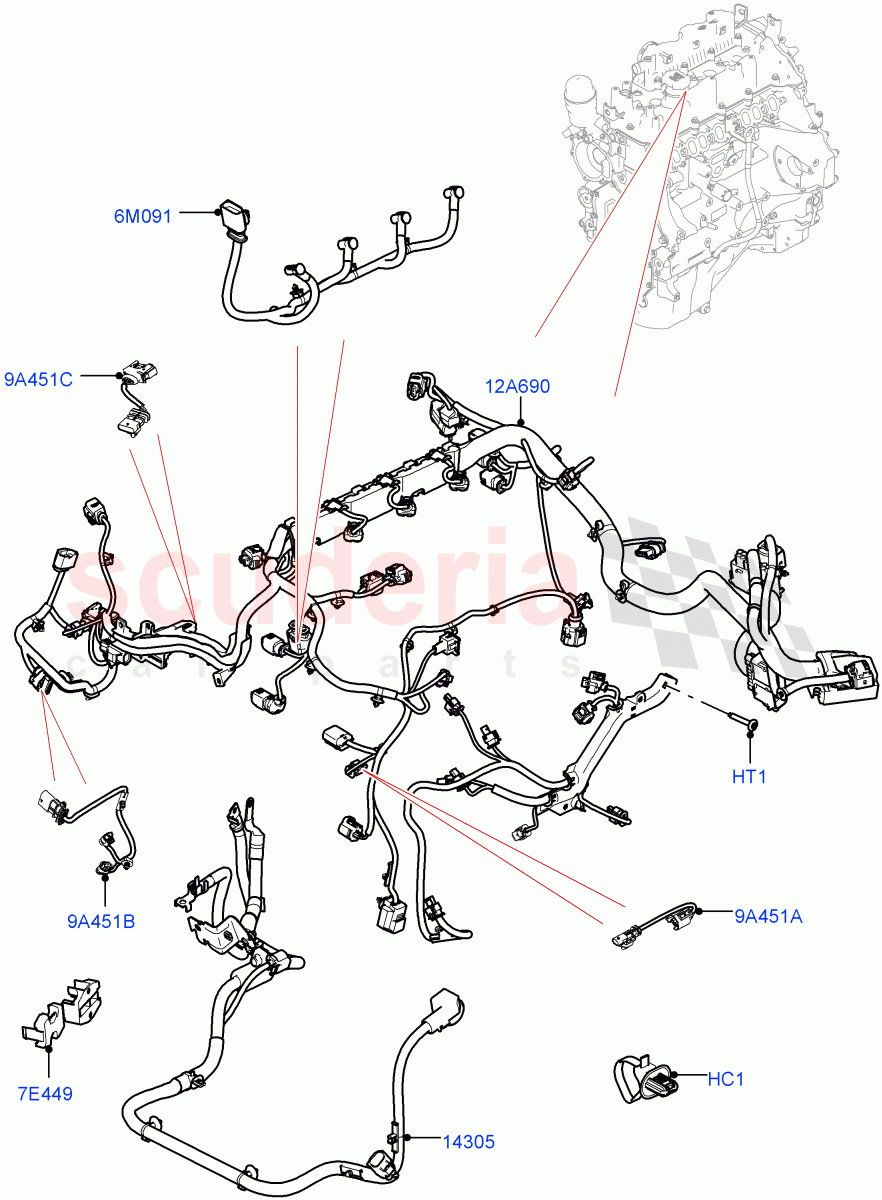 Electrical Wiring - Engine And Dash (2.0L I4 DSL HIGH DOHC AJ200) ((V) FROMHA000001) of Land Rover Land Rover Range Rover Sport (2014+) [2.0 Turbo Petrol AJ200P]