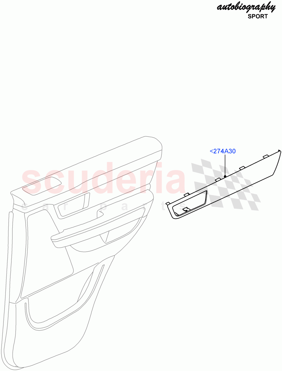 Rear Door Trim Installation (Autobiography Sales Badge) ((V) FROMAA000001) of Land Rover Land Rover Range Rover Sport (2010-2013) [5.0 OHC SGDI SC V8 Petrol]