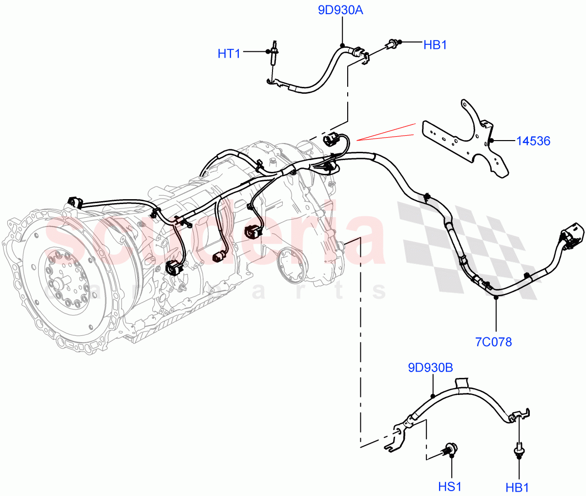 Transmission Harness (Nitra Plant Build) ((V) FROMK2000001, (V) TOL2999999) of Land Rover Land Rover Discovery 5 (2017+) [3.0 I6 Turbo Diesel AJ20D6]
