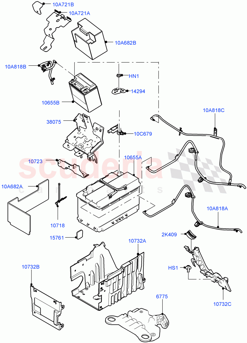 Battery And Mountings (Itatiaia (Brazil)) of Land Rover Land Rover Range Rover Evoque (2019+) [1.5 I3 Turbo Petrol AJ20P3]