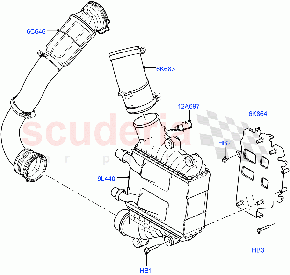 Intercooler/Air Ducts And Hoses (2.0L I4 DSL HIGH DOHC AJ200) ((V) FROMJH000001) of Land Rover Land Rover Range Rover Evoque (2012-2018) [2.0 Turbo Diesel]