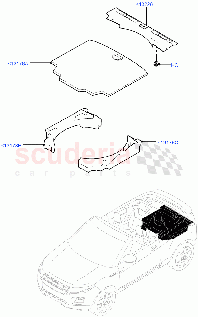Load Compartment Trim (2 Door Convertible, Halewood (UK)) of Land Rover Land Rover Range Rover Evoque (2012-2018) [2.0 Turbo Petrol GTDI]