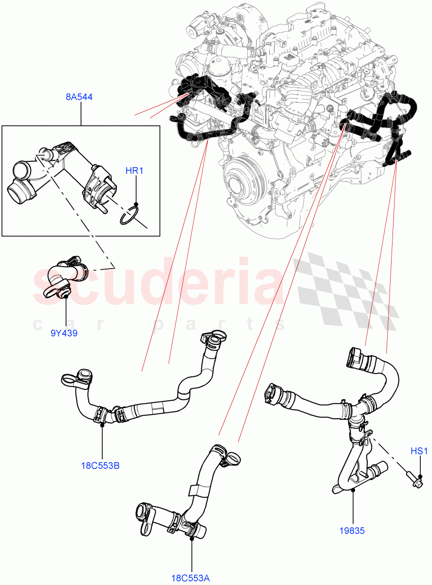 EGR Cooling System (2.0L AJ21D4 Diesel Mid) ((V) FROMMA000001) of Land Rover Land Rover Range Rover Velar (2017+) [2.0 Turbo Diesel AJ21D4]