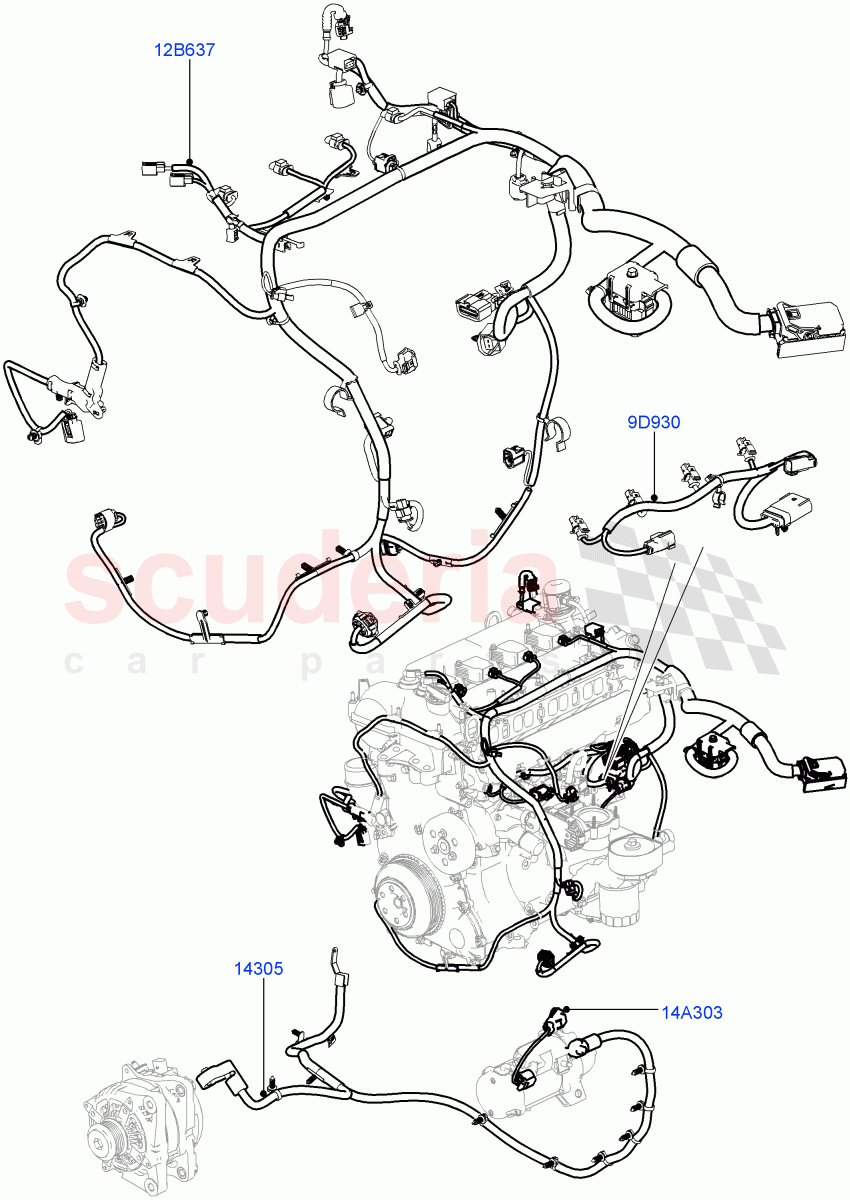 Electrical Wiring - Engine And Dash (2.0L 16V TIVCT T/C 240PS Petrol) ((V) FROMFA000001) of Land Rover Land Rover Range Rover (2012-2021) [2.0 Turbo Petrol AJ200P]